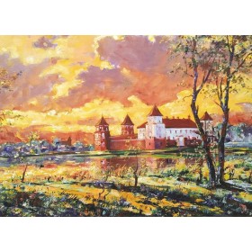 Захад над Мірскім замкам